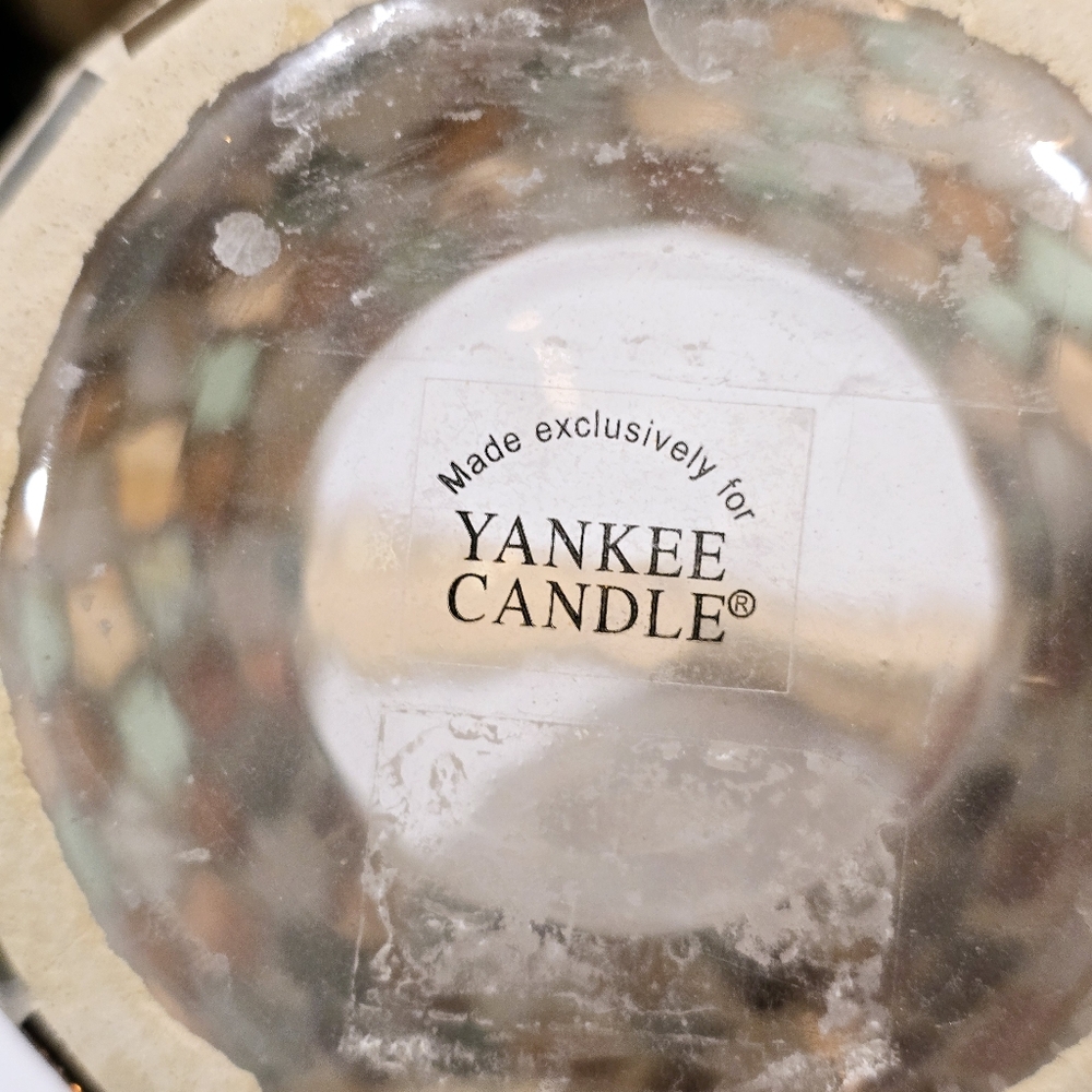 Vintage Yankee Candle Glass Mosaic Tart Candle Holder and Sugared Apple Refills - Picture 8 of 12